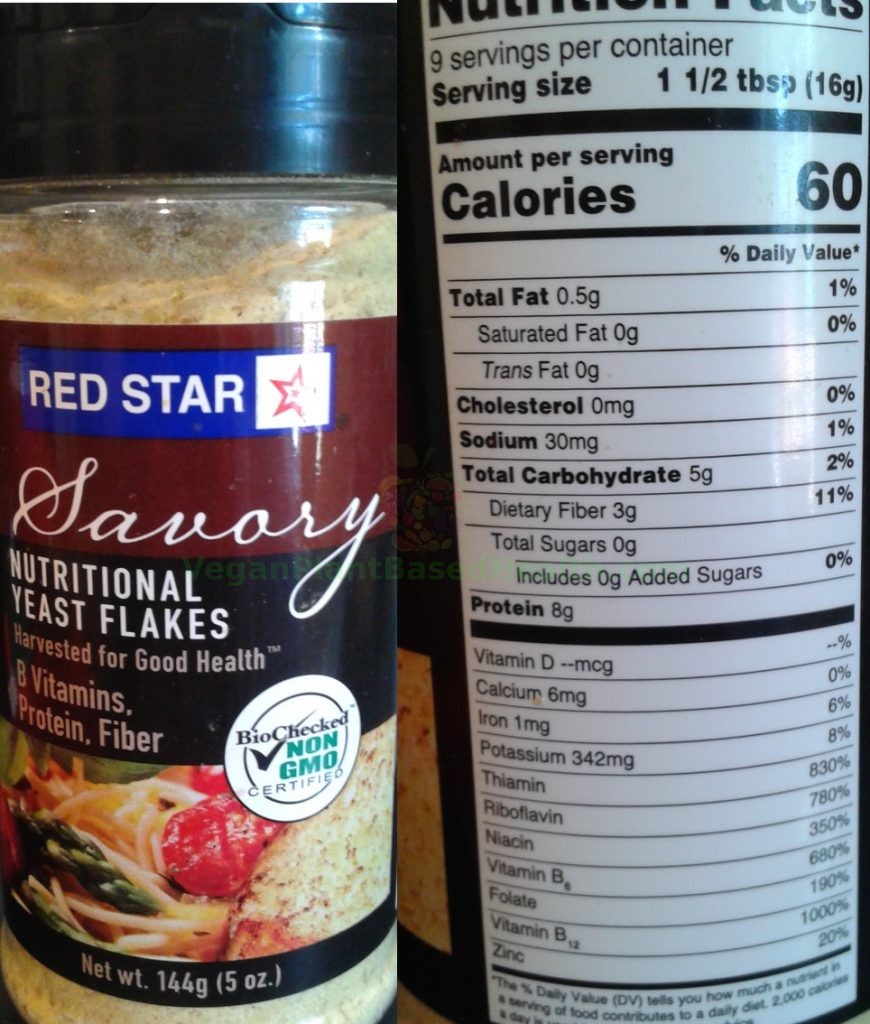 updated nutrition information for red star nutritional yeast